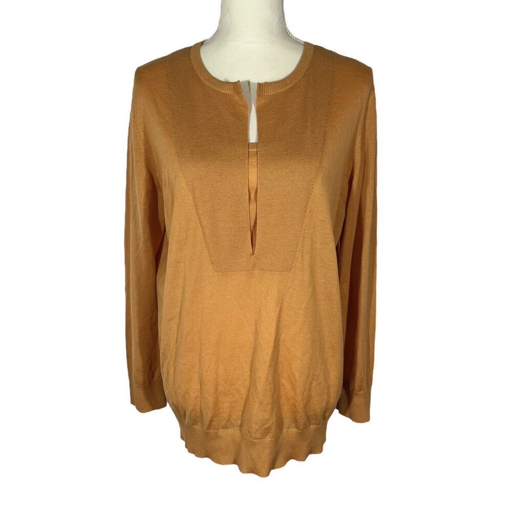 Akris Punto Orange Virgin Wool Knitwear Sweater Minimalist Capsule Size US 10